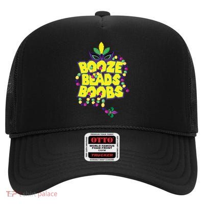 Mardi Gras Booze Beads Boobs Celebration High Crown Mesh Back Trucker Hat