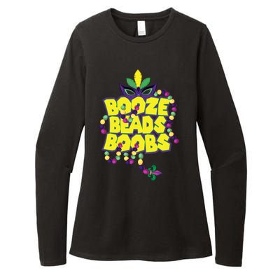 Mardi Gras Booze Beads Boobs Celebration Womens CVC Long Sleeve Shirt