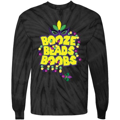 Mardi Gras Booze Beads Boobs Celebration Tie-Dye Long Sleeve Shirt