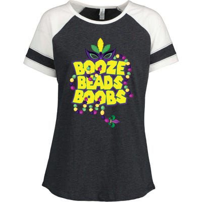 Mardi Gras Booze Beads Boobs Celebration Enza Ladies Jersey Colorblock Tee