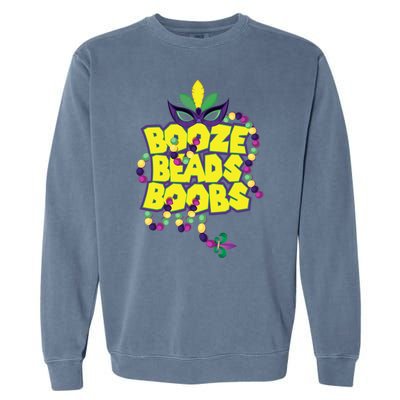 Mardi Gras Booze Beads Boobs Celebration Garment-Dyed Sweatshirt