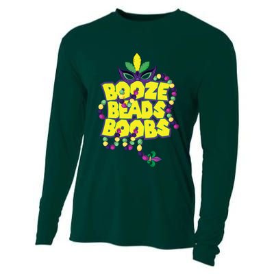 Mardi Gras Booze Beads Boobs Celebration Cooling Performance Long Sleeve Crew