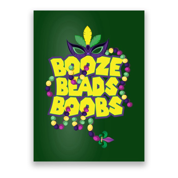Mardi Gras Booze Beads Boobs Celebration Poster