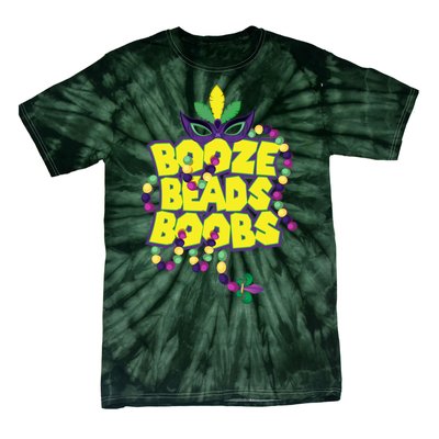 Mardi Gras Booze Beads Boobs Celebration Tie-Dye T-Shirt