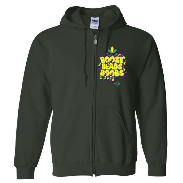 Mardi Gras Booze Beads Boobs Celebration Full Zip Hoodie