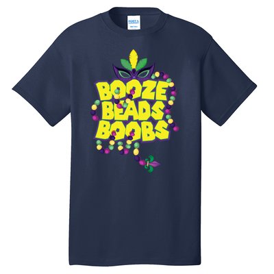 Mardi Gras Booze Beads Boobs Celebration Tall T-Shirt