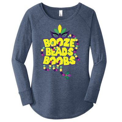 Mardi Gras Booze Beads Boobs Celebration Women's Perfect Tri Tunic Long Sleeve Shirt