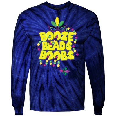 Mardi Gras Booze Beads Boobs Celebration Tie-Dye Long Sleeve Shirt