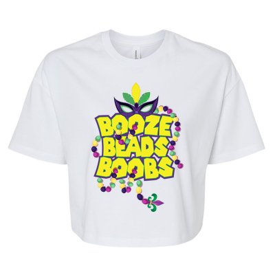 Mardi Gras Booze Beads Boobs Celebration Bella+Canvas Jersey Crop Tee