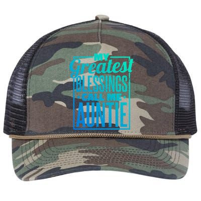 My Greatest Blessings Call Me Auntie Aunt Niece Nephew Gift Retro Rope Trucker Hat Cap