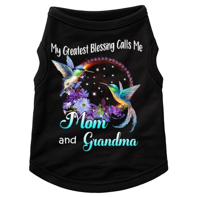 My Greatest Blessing Calls Me Mom And Grandma Hummingbird Funny Gift Doggie Tank