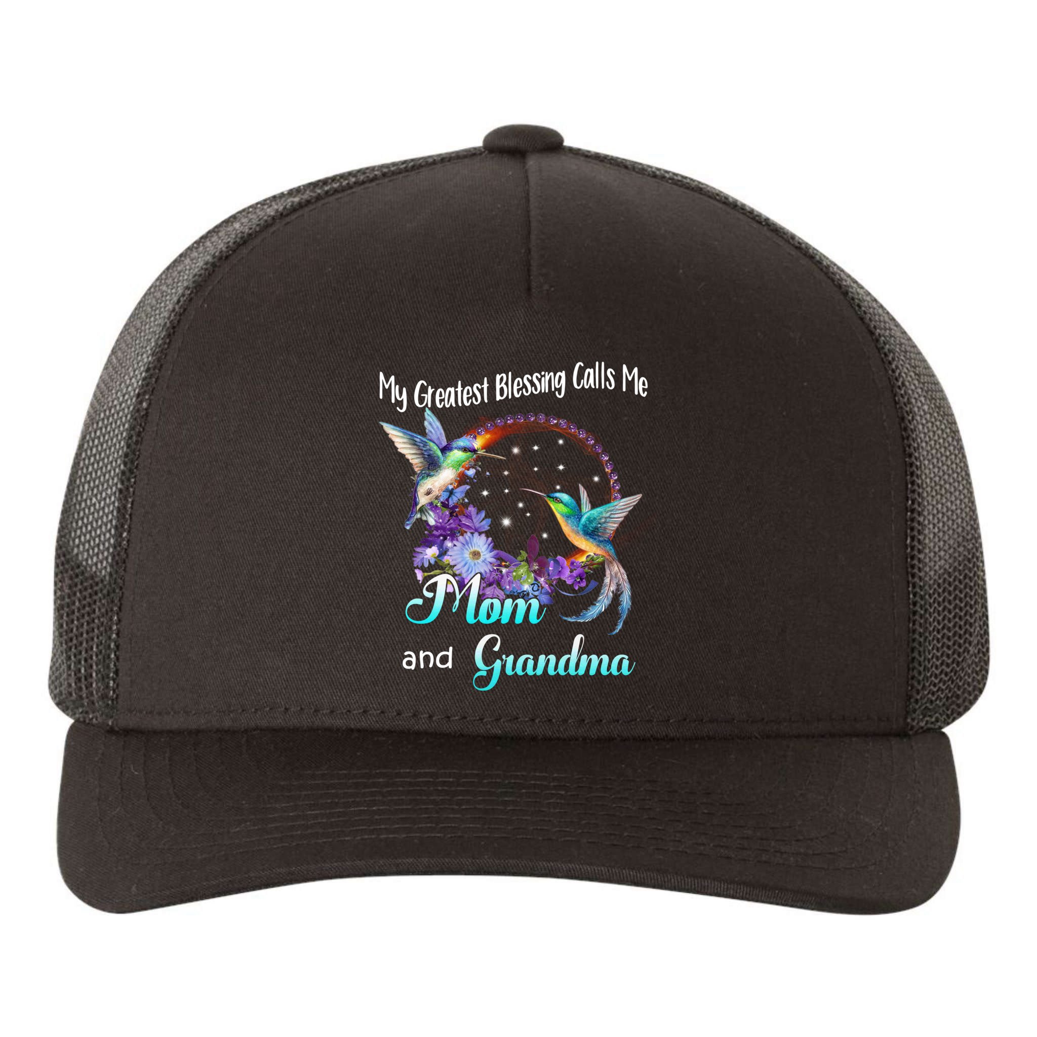 My Greatest Blessing Calls Me Mom And Grandma Hummingbird Funny Gift Yupoong Adult 5-Panel Trucker Hat