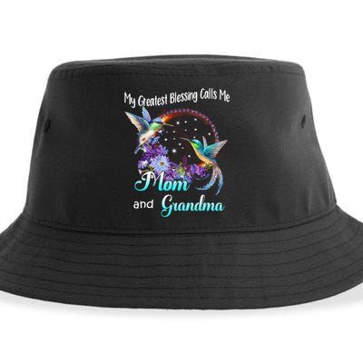 My Greatest Blessing Calls Me Mom And Grandma Hummingbird Funny Gift Sustainable Bucket Hat