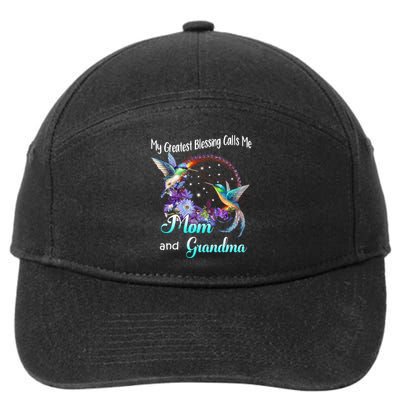 My Greatest Blessing Calls Me Mom And Grandma Hummingbird Funny Gift 7-Panel Snapback Hat