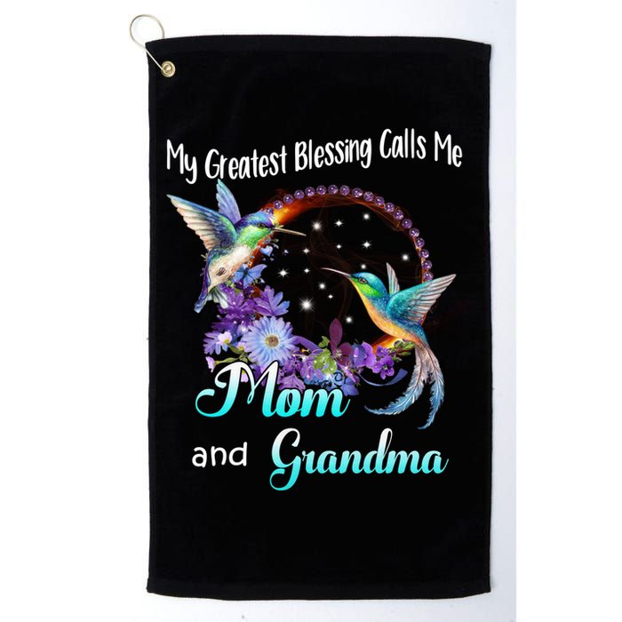 My Greatest Blessing Calls Me Mom And Grandma Hummingbird Funny Gift Golf Towel