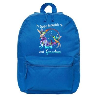 My Greatest Blessing Calls Me Mom And Grandma Hummingbird Funny Gift 16 in Basic Backpack