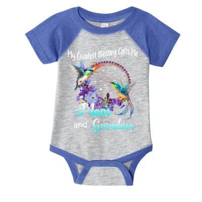 My Greatest Blessing Calls Me Mom And Grandma Hummingbird Funny Gift Infant Baby Jersey Bodysuit
