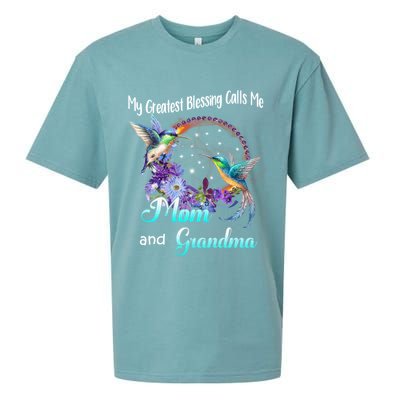 My Greatest Blessing Calls Me Mom And Grandma Hummingbird Funny Gift Sueded Cloud Jersey T-Shirt