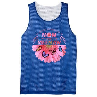 My Greatest Blessings Call Me Mom And Meemaw Flower Gift Mesh Reversible Basketball Jersey Tank