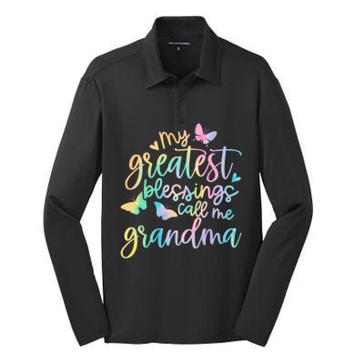 My Greatest Blessings Call Me Grandma Mothers Day Mom Life Great Gift Silk Touch Performance Long Sleeve Polo