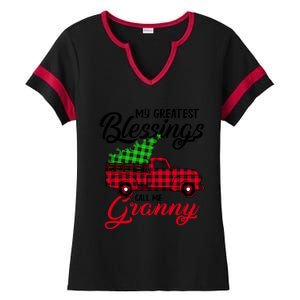 My Greatest Blessings Call Me Granny Xmas Funny Gift Christmas Funny Gift Ladies Halftime Notch Neck Tee