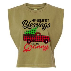 My Greatest Blessings Call Me Granny Xmas Funny Gift Christmas Funny Gift Garment-Dyed Women's Muscle Tee