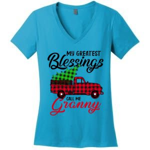 My Greatest Blessings Call Me Granny Xmas Funny Gift Christmas Funny Gift Women's V-Neck T-Shirt