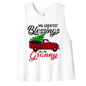 My Greatest Blessings Call Me Granny Xmas Funny Gift Christmas Funny Gift Women's Racerback Cropped Tank