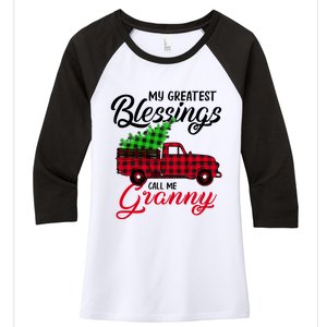 My Greatest Blessings Call Me Granny Xmas Funny Gift Christmas Funny Gift Women's Tri-Blend 3/4-Sleeve Raglan Shirt