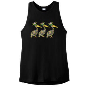 Mardi Gras Beads Louisiana Parade New Orleans Ladies PosiCharge Tri-Blend Wicking Tank