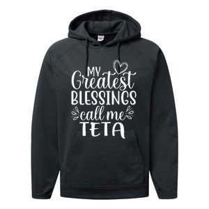 My Greatest Blessings Call Me Teta Arabic or Syrian Grandma Performance Fleece Hoodie