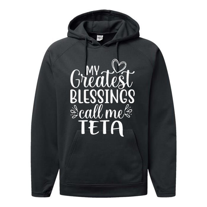 My Greatest Blessings Call Me Teta Arabic or Syrian Grandma Performance Fleece Hoodie