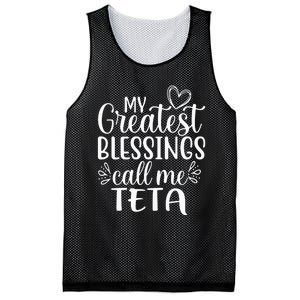 My Greatest Blessings Call Me Teta Arabic or Syrian Grandma Mesh Reversible Basketball Jersey Tank