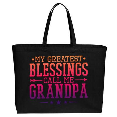 My Greatest Blessings Call Me Grandpa Grandparents Gift Cotton Canvas Jumbo Tote