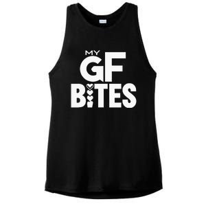 My Gf Bites Funny My Girlfriend Bites Ladies PosiCharge Tri-Blend Wicking Tank