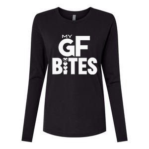 My Gf Bites Funny My Girlfriend Bites Womens Cotton Relaxed Long Sleeve T-Shirt