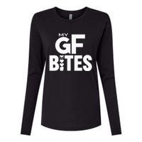 My Gf Bites Funny My Girlfriend Bites Womens Cotton Relaxed Long Sleeve T-Shirt