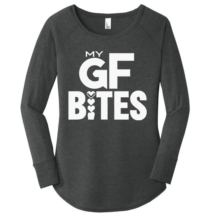 My Gf Bites Funny My Girlfriend Bites Women's Perfect Tri Tunic Long Sleeve Shirt