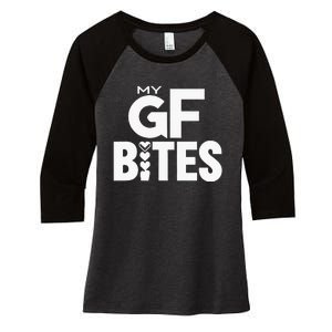 My Gf Bites Funny My Girlfriend Bites Women's Tri-Blend 3/4-Sleeve Raglan Shirt