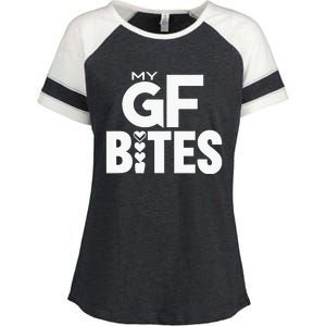 My Gf Bites Funny My Girlfriend Bites Enza Ladies Jersey Colorblock Tee