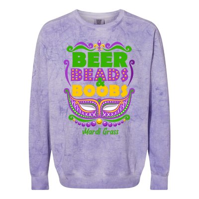 Mardi Gras Beer Beads Boobs Funny New Orleans Colorblast Crewneck Sweatshirt