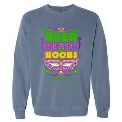 Mardi Gras Beer Beads Boobs Funny New Orleans Garment-Dyed Sweatshirt