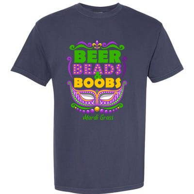 Mardi Gras Beer Beads Boobs Funny New Orleans Garment-Dyed Heavyweight T-Shirt