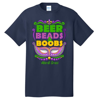 Mardi Gras Beer Beads Boobs Funny New Orleans Tall T-Shirt