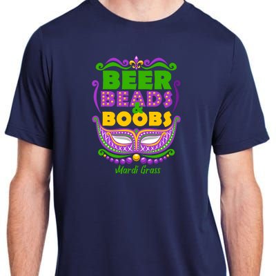 Mardi Gras Beer Beads Boobs Funny New Orleans Adult ChromaSoft Performance T-Shirt