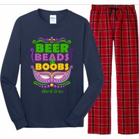 Mardi Gras Beer Beads Boobs Funny New Orleans Long Sleeve Pajama Set