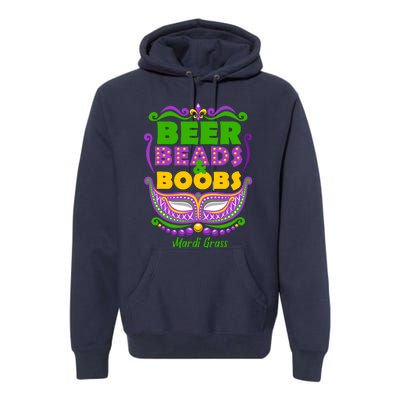 Mardi Gras Beer Beads Boobs Funny New Orleans Premium Hoodie