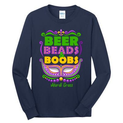 Mardi Gras Beer Beads Boobs Funny New Orleans Tall Long Sleeve T-Shirt