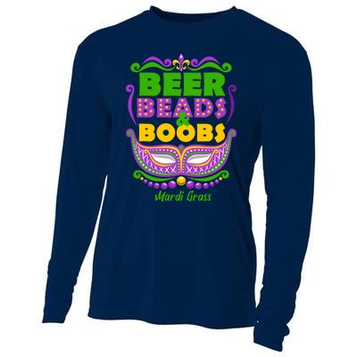 Mardi Gras Beer Beads Boobs Funny New Orleans Cooling Performance Long Sleeve Crew