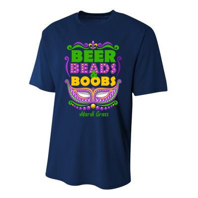 Mardi Gras Beer Beads Boobs Funny New Orleans Performance Sprint T-Shirt